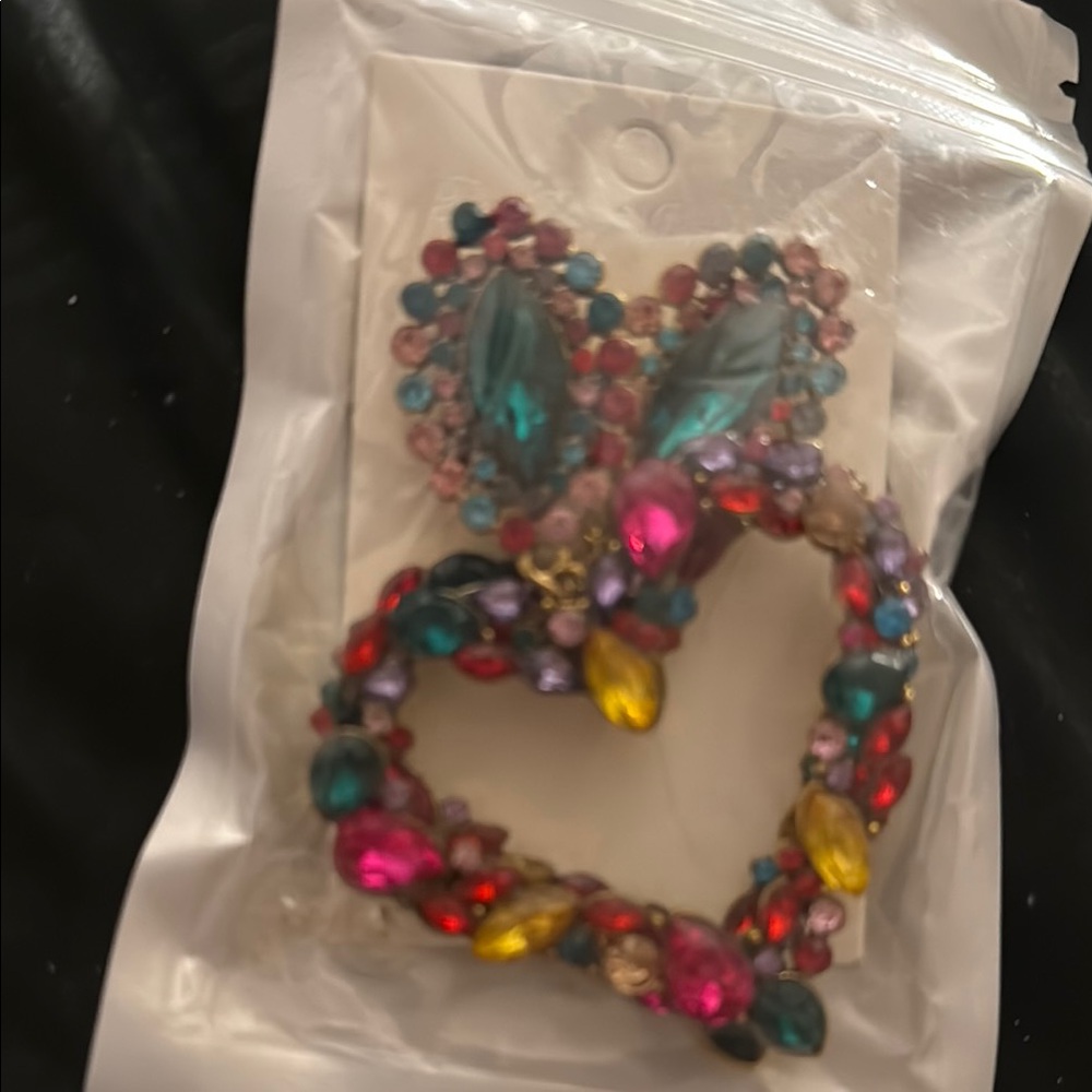 Colorful Gemstone Heart Earrings